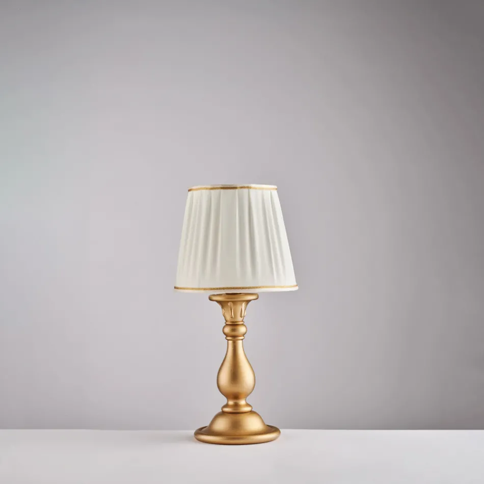 Trälampa med italiensktillverkad lampskärm för inredning - Siena Viadurini