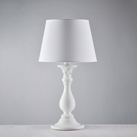 Trälampa med italiensktillverkad lampskärm för inredning - Siena Viadurini