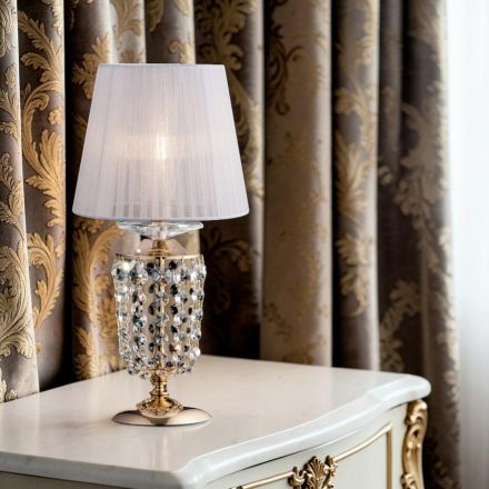 Förgylld järnbordslampa med lampskärm Tillverkad i Italien - Österrike Viadurini