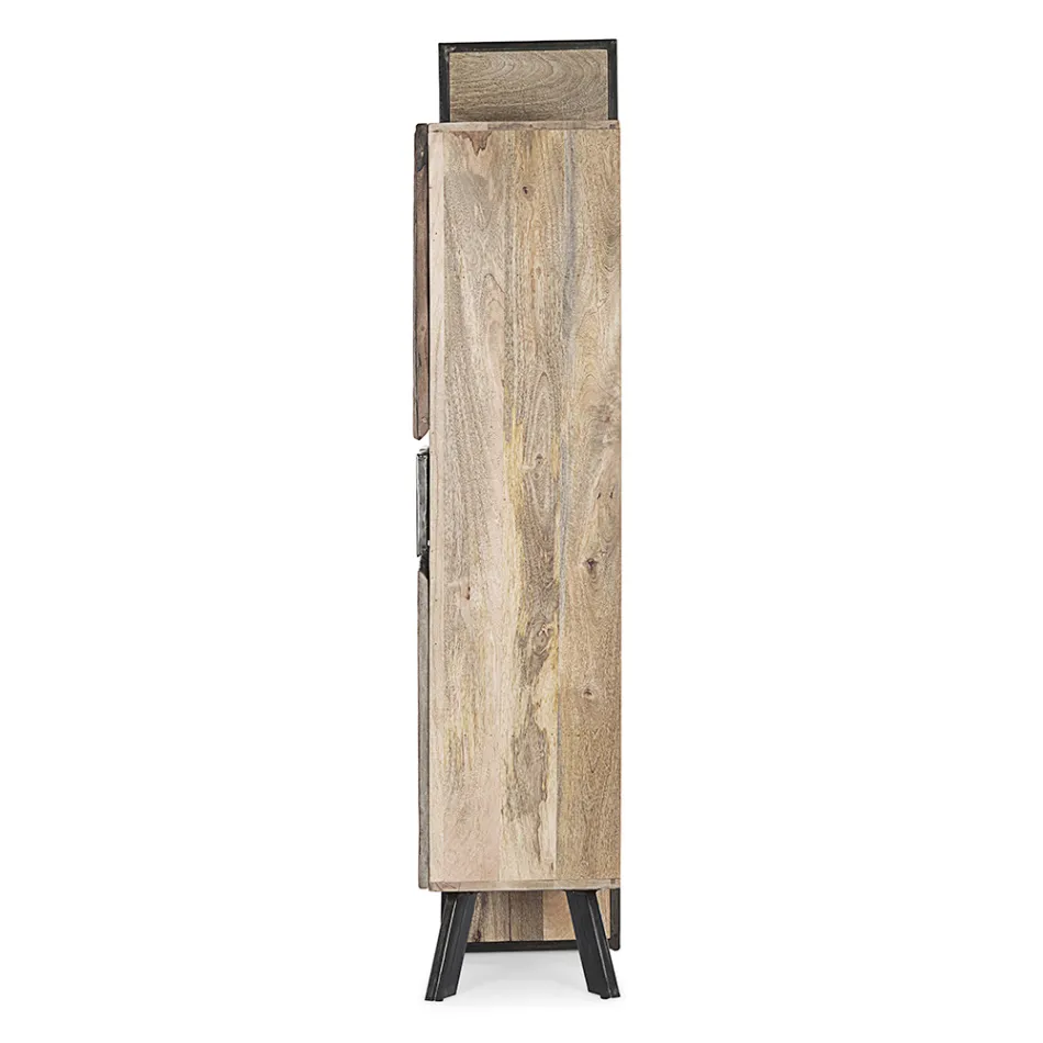 Skänk 2 dörrar 2 lådor i mangoträ och stål Homemotion - Signorino Viadurini