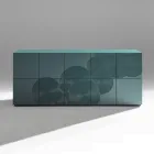 5-dörrars skänk i lackerad MDF med handgraverad och färdig dekoration - Krabba Viadurini