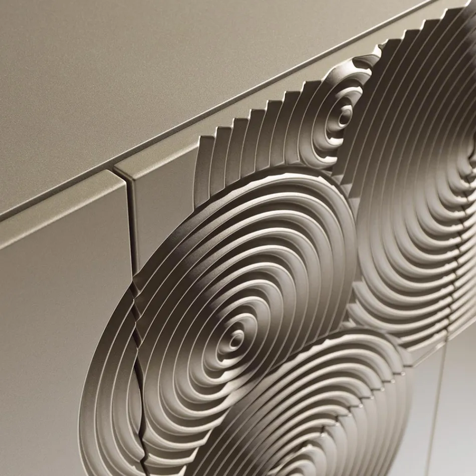 5-dörrars skänk i lackerad MDF med handgraverad och färdig dekoration - Krabba Viadurini