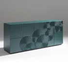 5-dörrars skänk i lackerad MDF med handgraverad och färdig dekoration - Krabba Viadurini