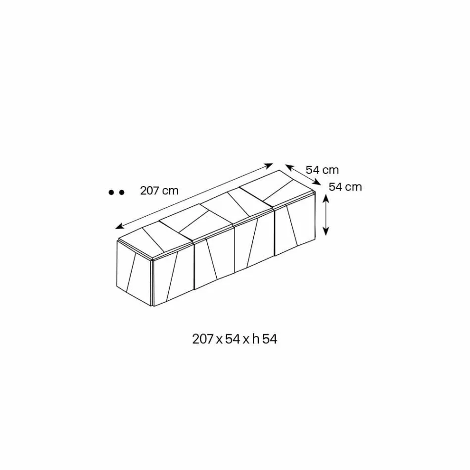 Vägghängande skänk i matt vitt trä och speglade glasögon - Senese Viadurini