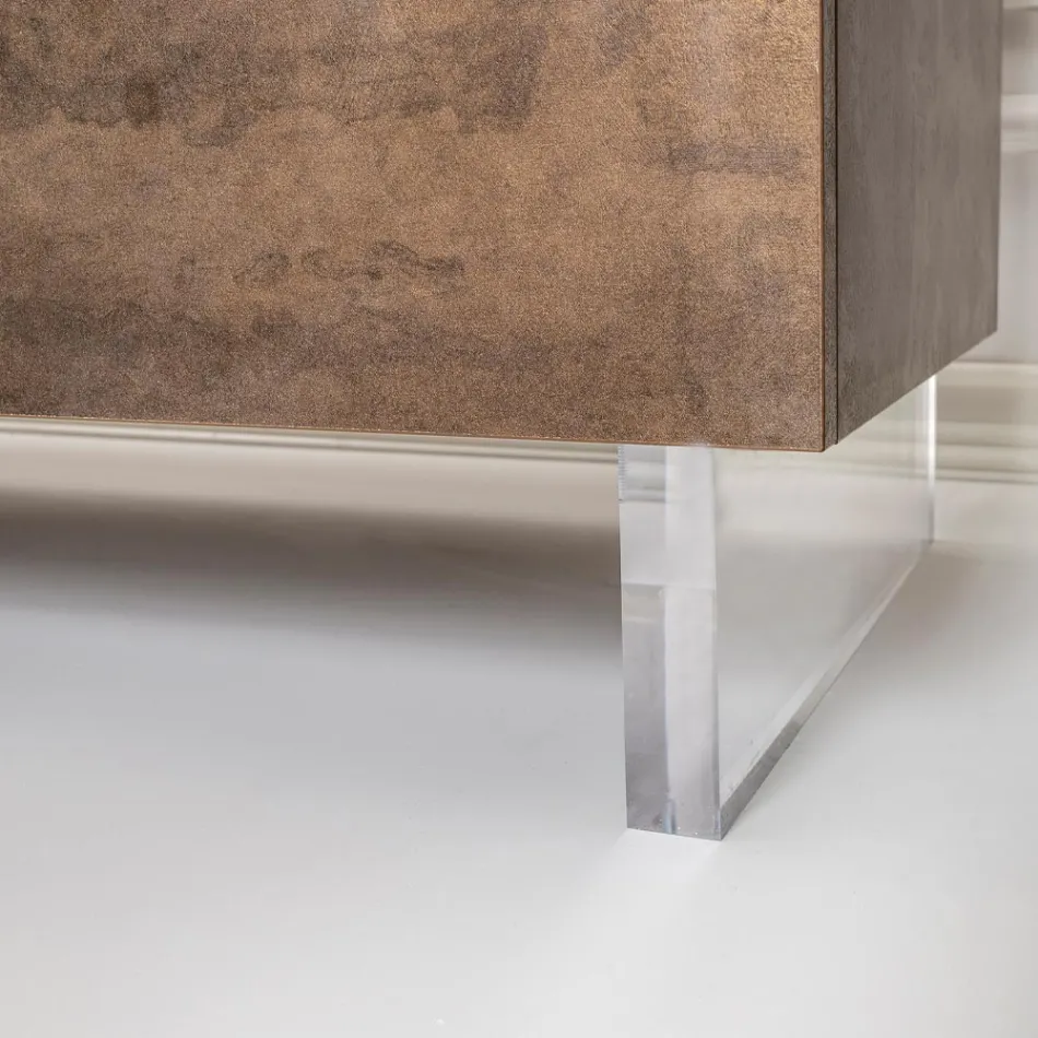 Skänk med 2 dörrar och 2 centrala öppna fack i melamin Tillverkad i Italien - Minnie Viadurini