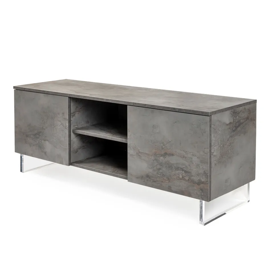 Skänk med 2 dörrar och 2 centrala öppna fack i melamin Tillverkad i Italien - Minnie Viadurini