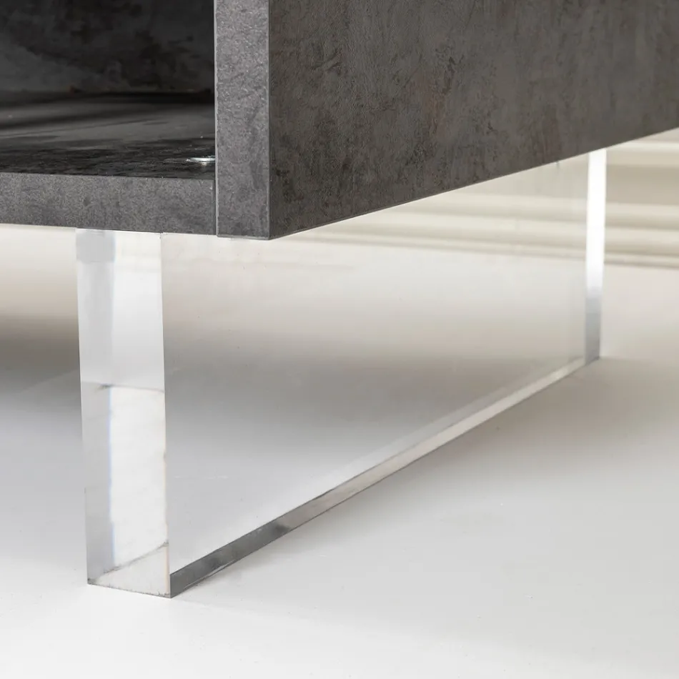 Skänk med 2 dörrar och 2 sidoöppna fack i melamin Tillverkad i Italien - Mus Viadurini