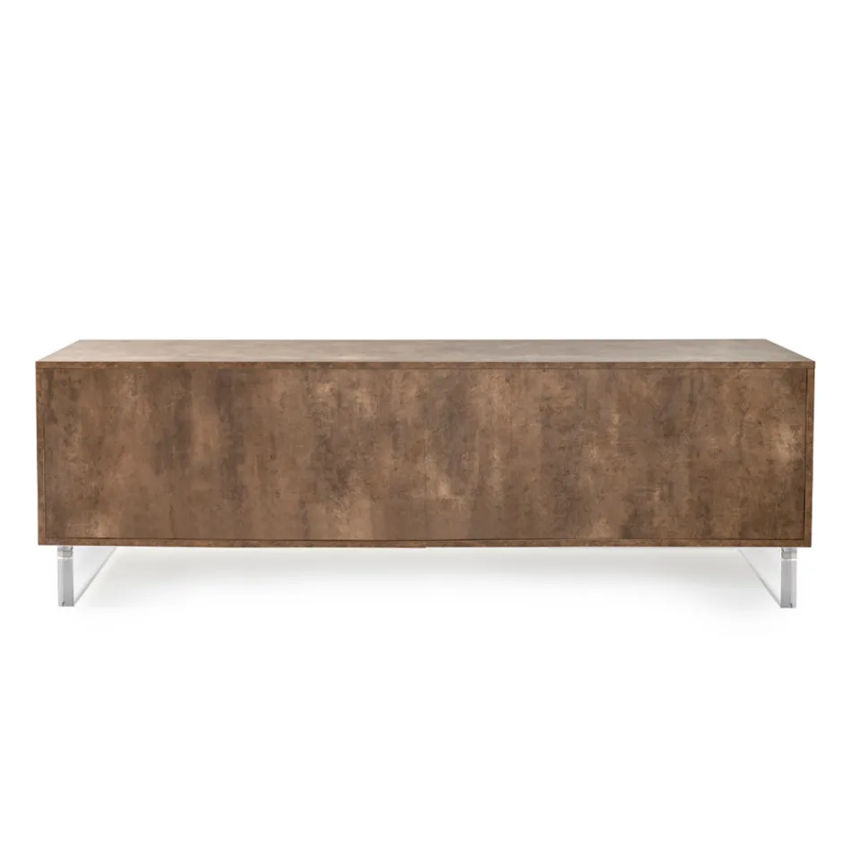 Skänk med 2 dörrar och 2 sidoöppna fack i melamin Tillverkad i Italien - Mus Viadurini