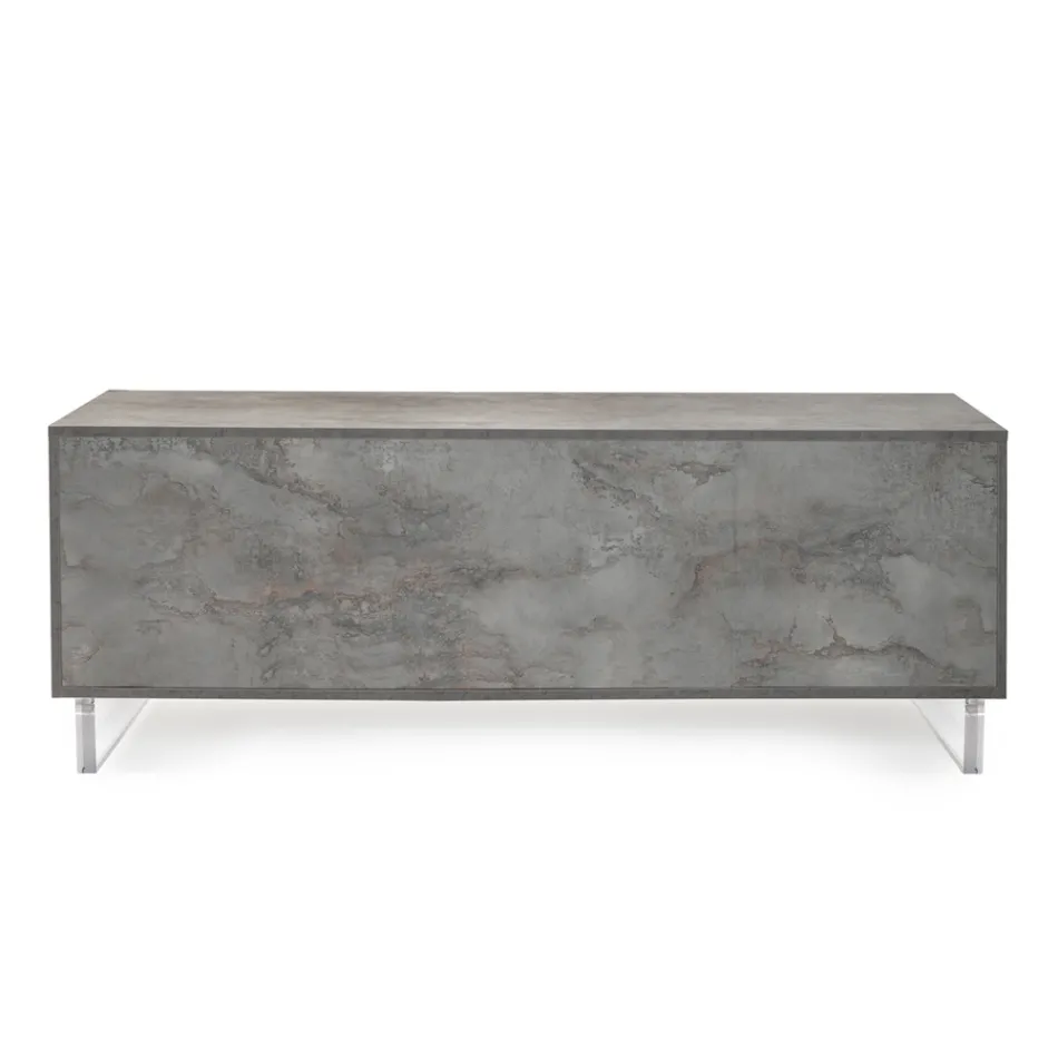 Skänk med 2 dörrar och 2 sidoöppna fack i melamin Tillverkad i Italien - Mus Viadurini