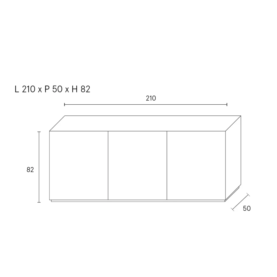 Skänk med 3 dörrar och 3 innerhyllor, dekoration i gjuterialuminium - Scorpion Viadurini