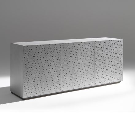 Skänk med 3 dörrar och 3 innerhyllor, dekoration i gjuterialuminium - Scorpion Viadurini