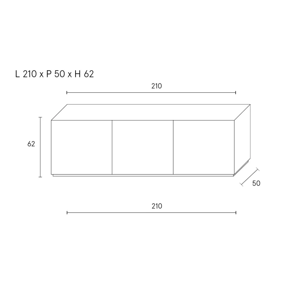 Skänk med 3 dörrar och 3 innerhyllor, dekoration i gjuterialuminium - Scorpion Viadurini