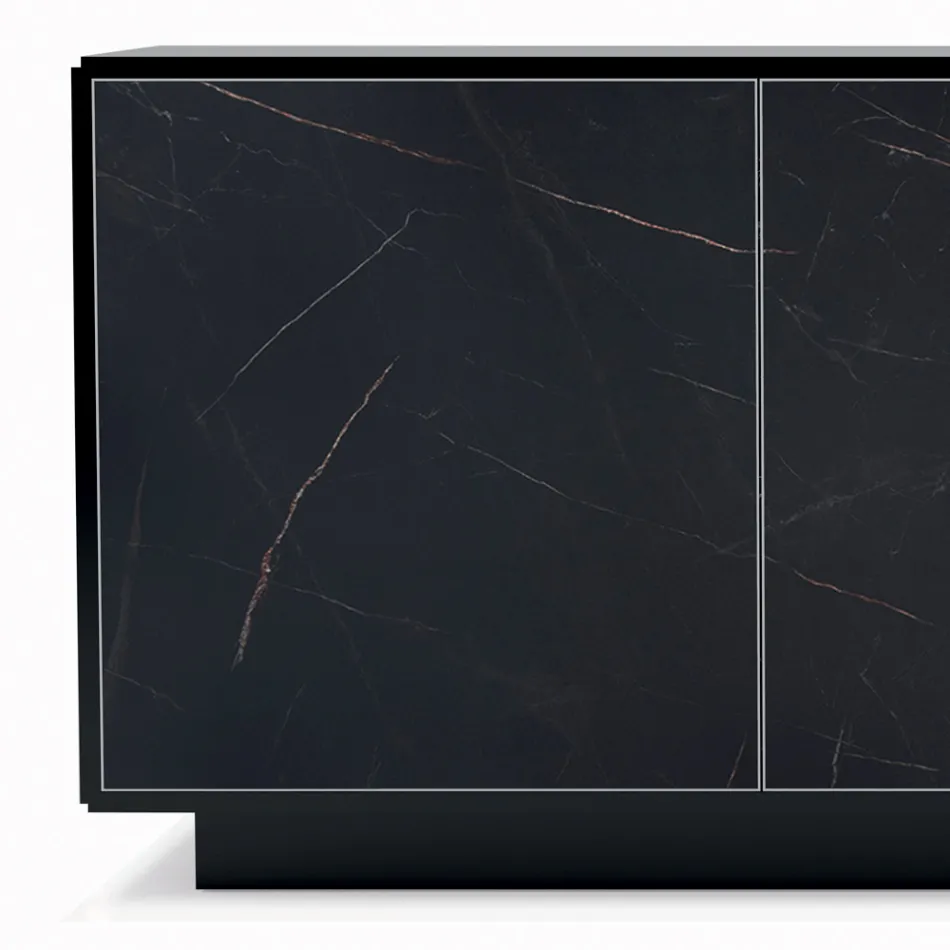 Skänk med 3 dörrar och lackad och laminerad struktur Tillverkad i Italien - Ferrara Viadurini