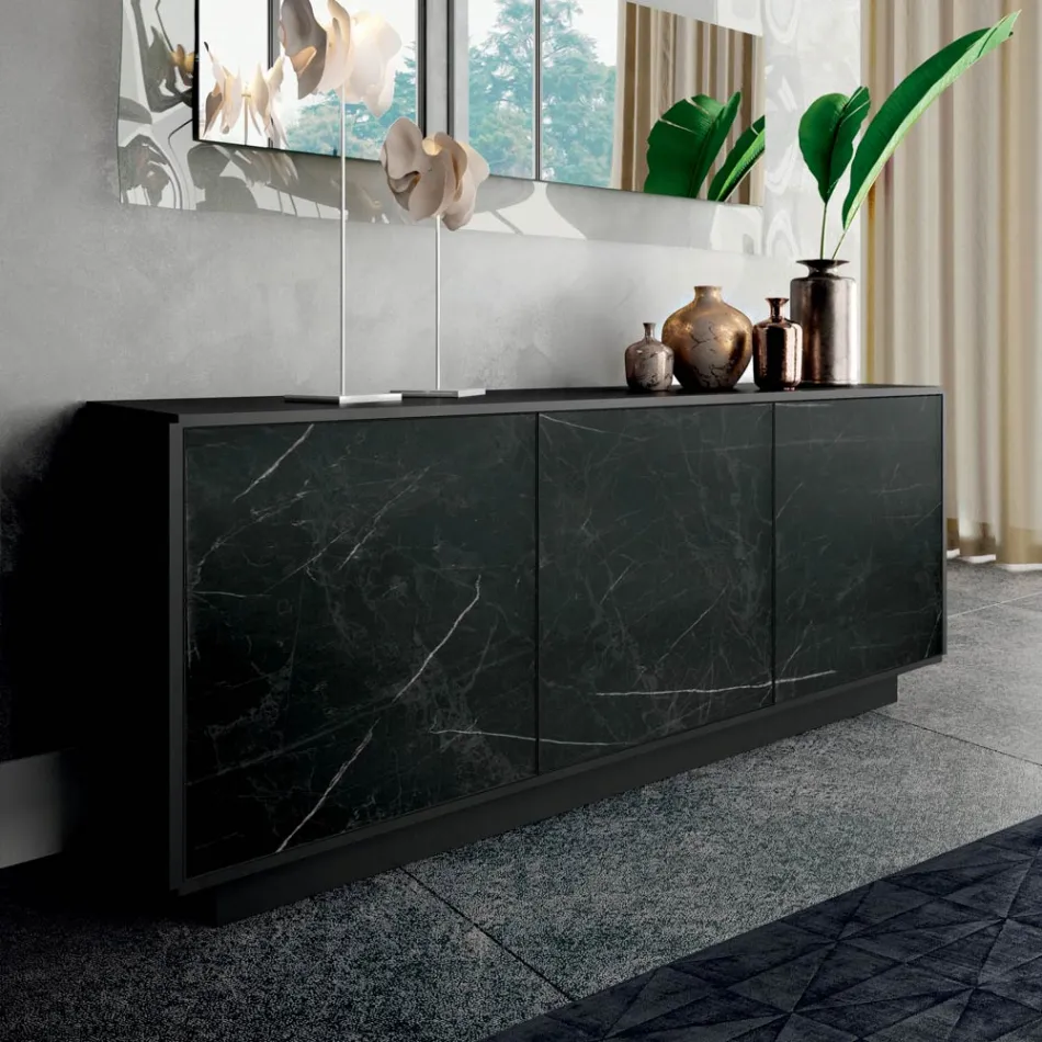 Skänk med 3 dörrar och lackad och laminerad struktur Tillverkad i Italien - Ferrara Viadurini