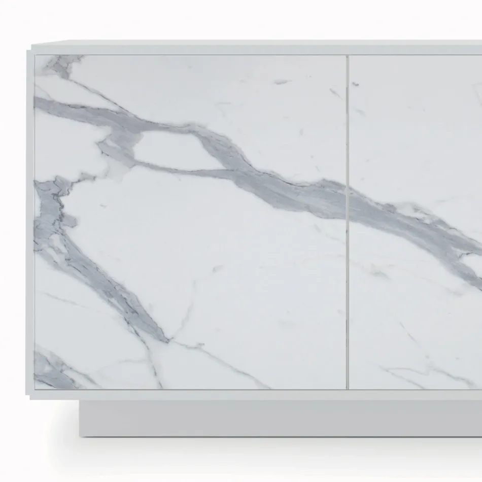 Skänk med 3 dörrar och lackad och laminerad struktur Tillverkad i Italien - Ferrara Viadurini