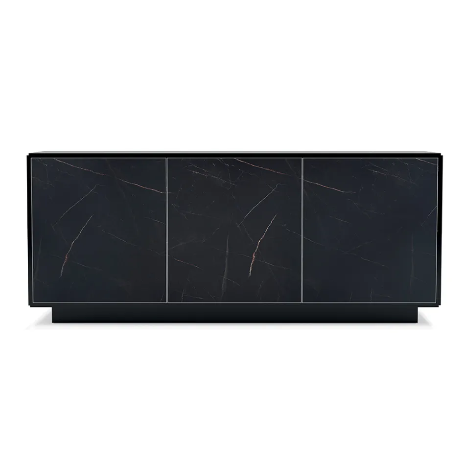 Skänk med 3 dörrar och lackad och laminerad struktur Tillverkad i Italien - Ferrara Viadurini