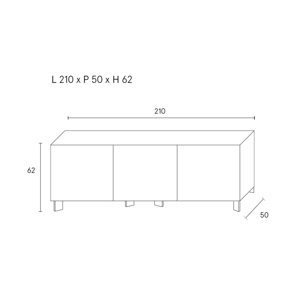 Skänk med 3 dörrar i målat träagglomerat - Ariete Viadurini