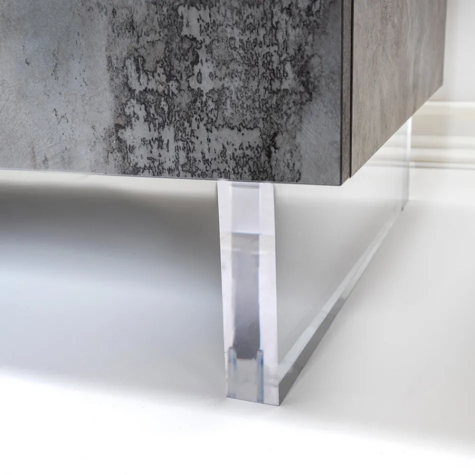 Skänk med 3 melamindörrar och plexiglasfötter Tillverkad i Italien - Musse Pigg Viadurini