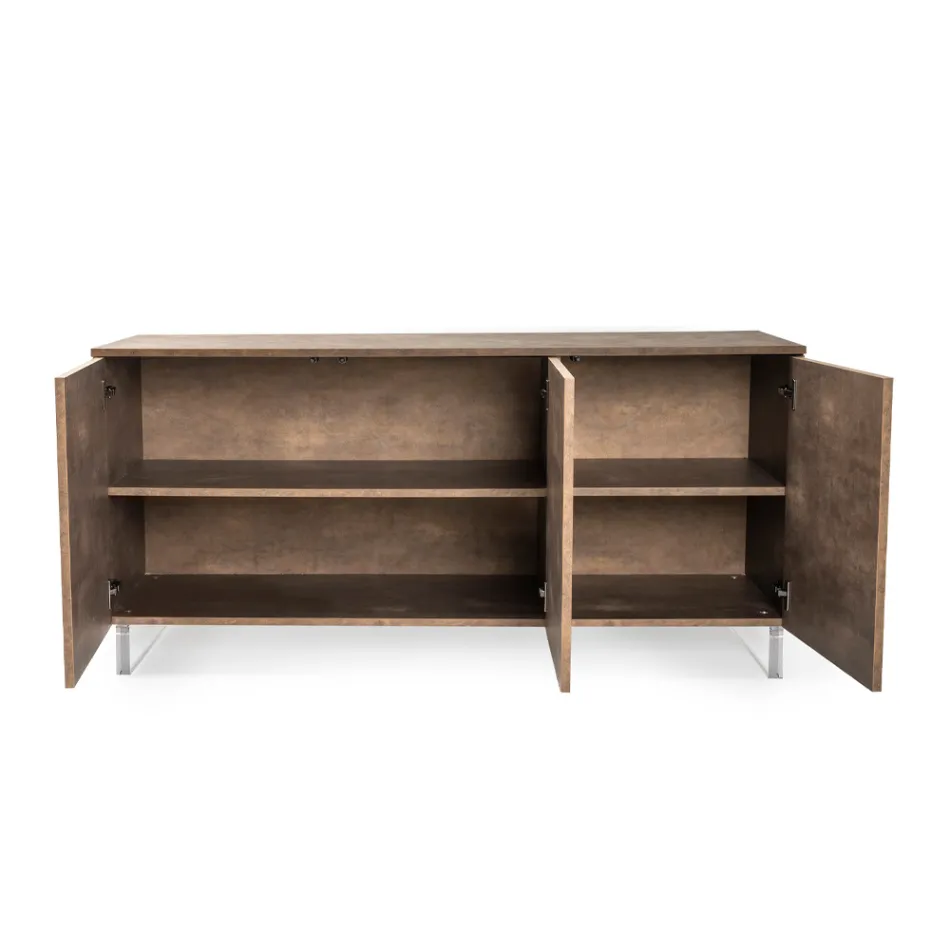 Skänk med 3 melamindörrar och plexiglasfötter Tillverkad i Italien - Musse Pigg Viadurini