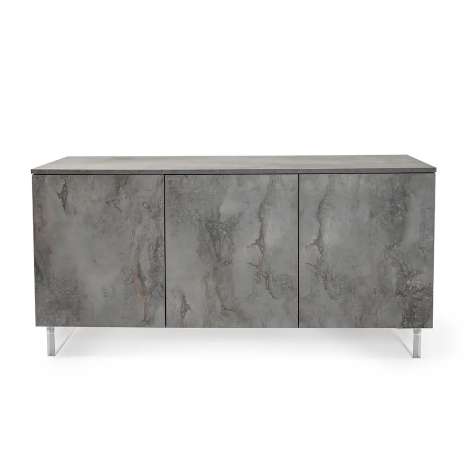 Skänk med 3 melamindörrar och plexiglasfötter Tillverkad i Italien - Musse Pigg Viadurini