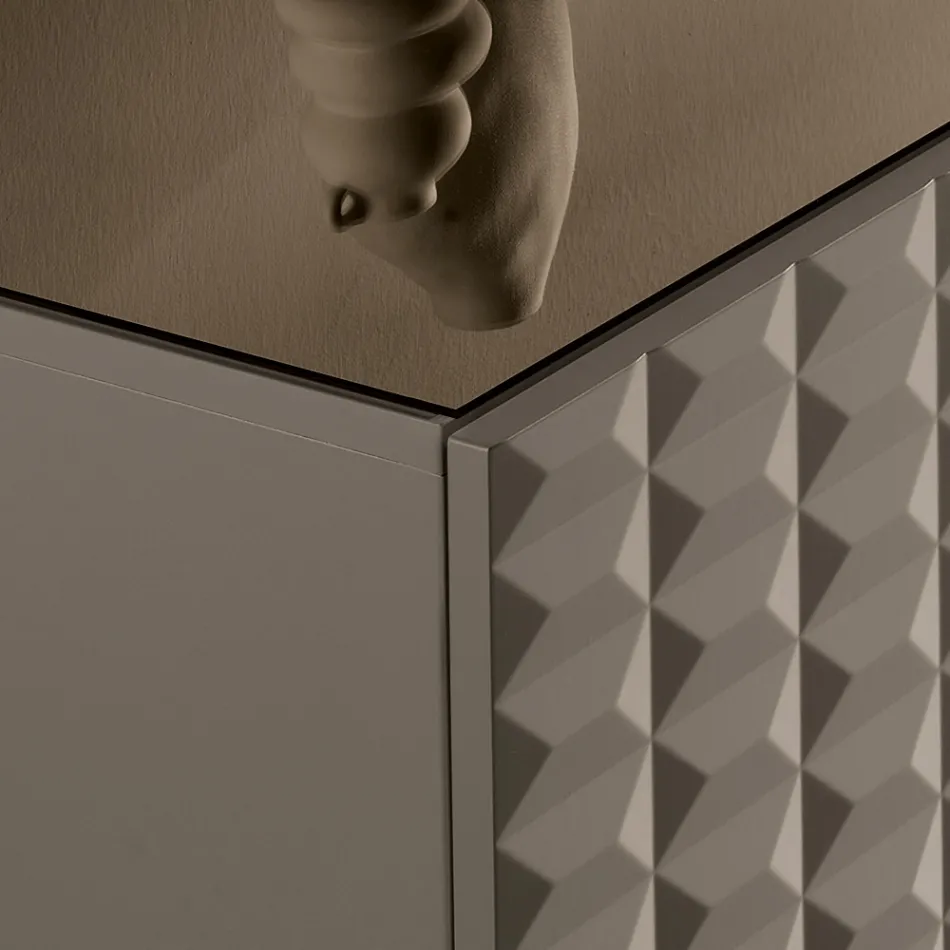 Skänk med 4 dörrar i MDF täckt med lackerad PVC Tillverkad i Italien - Dorotea Viadurini