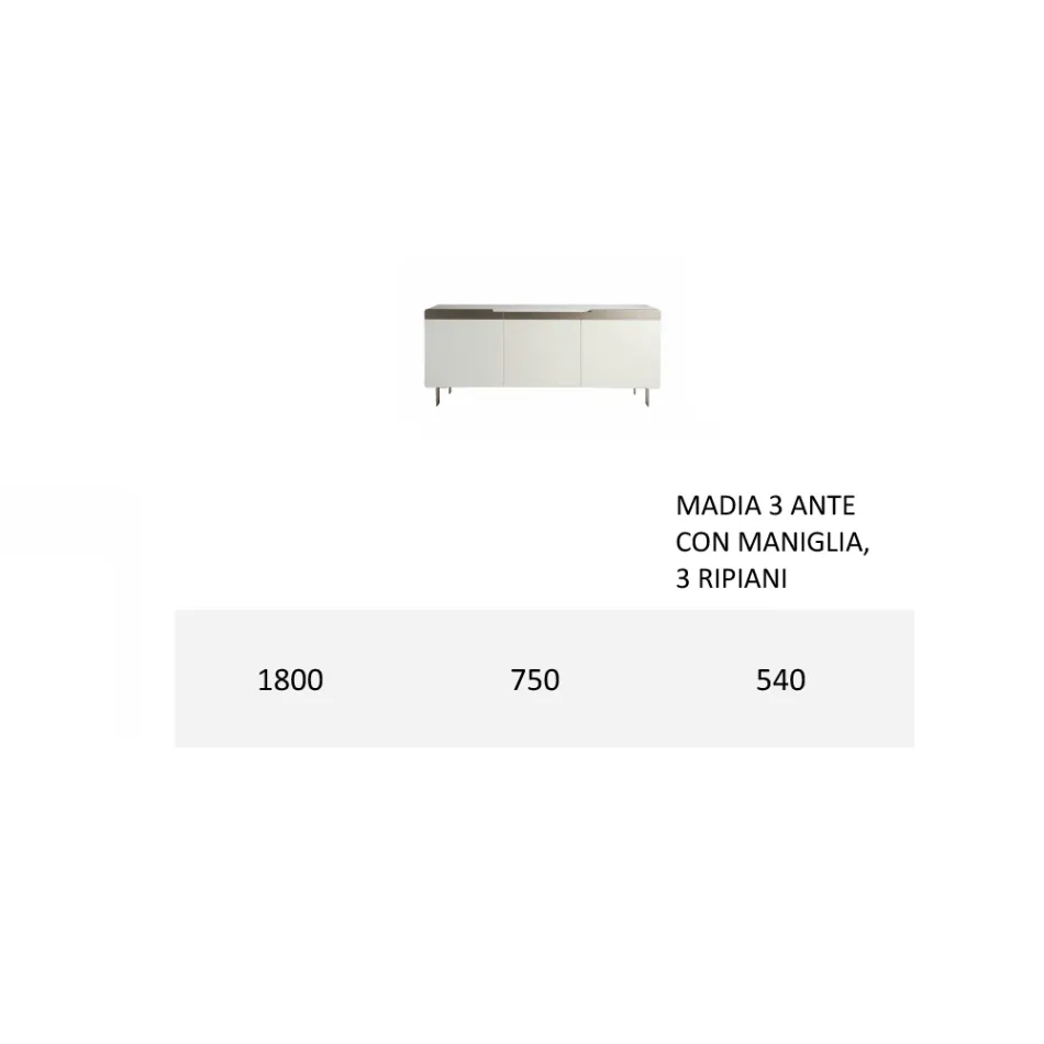 Skänk med kropp och dörrar i Mdf 4-fots bas Tillverkad i Italien - Korall Viadurini