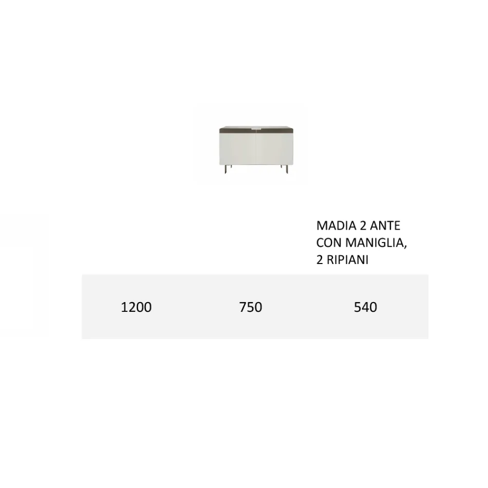 Skänk med kropp och dörrar i Mdf 4-fots bas Tillverkad i Italien - Korall Viadurini