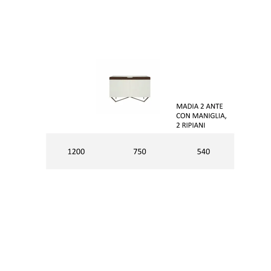 Skänk med struktur i vit Mdf 2 järnfötter Tillverkad i Italien - Korall Viadurini