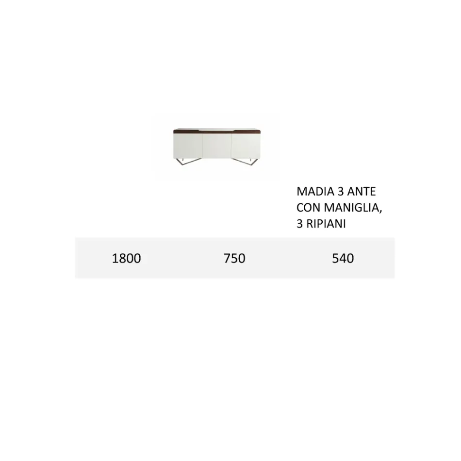 Skänk med struktur i vit Mdf 2 järnfötter Tillverkad i Italien - Korall Viadurini