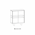 Vardagsrumsskänk i rökt glas och grön Guatemala marmor - Leonarda Viadurini