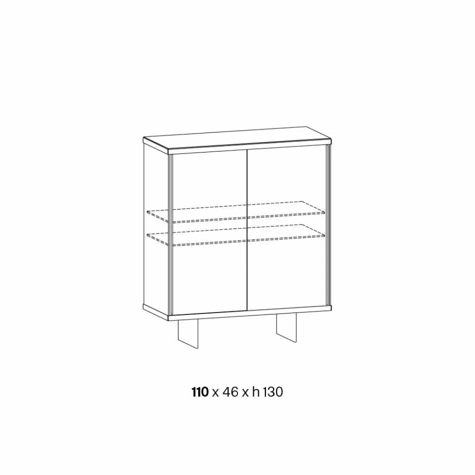 Vardagsrumsskänk i rökt glas och grön Guatemala marmor - Leonarda Viadurini