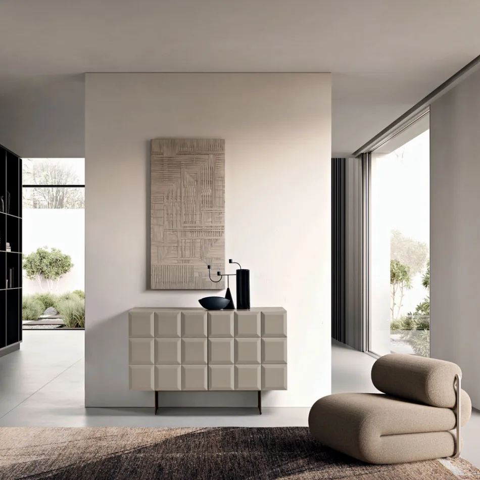 Invändig skänk med 2 rutiga dörrar Tillverkad i Italien - Elisabetta Viadurini