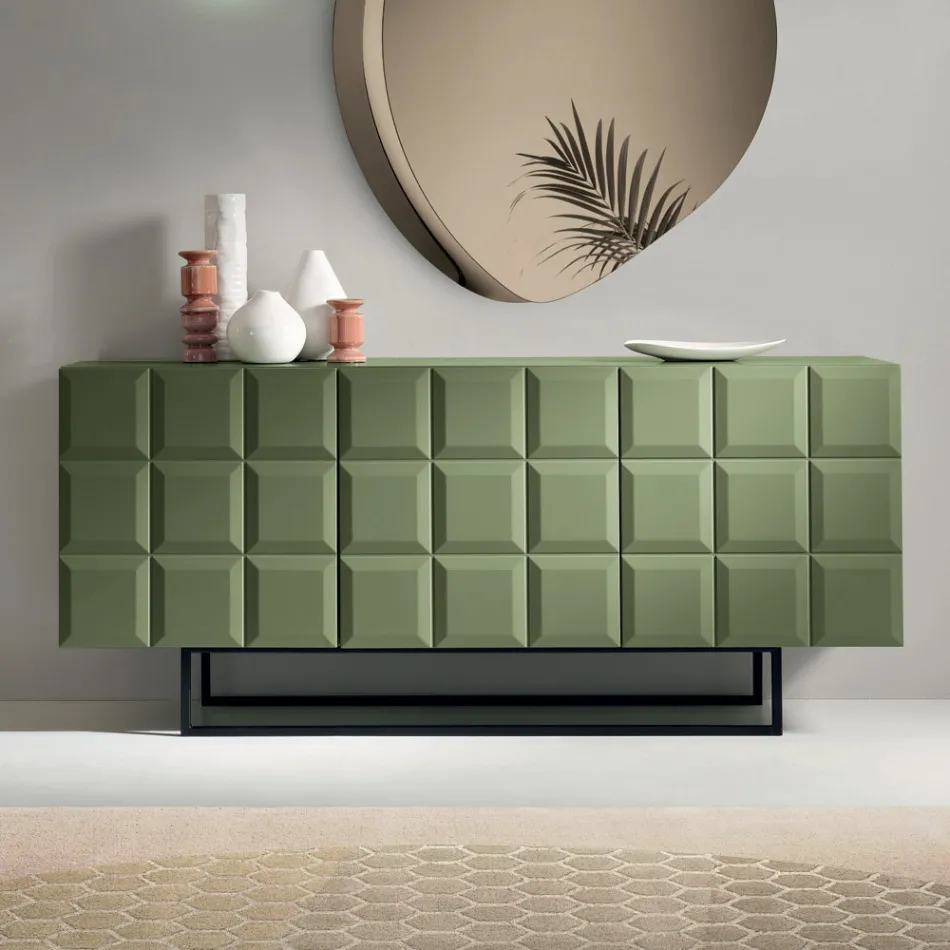 Inomhusskänk med 3 rutiga dörrar Tillverkad i Italien - Elisabetta Viadurini