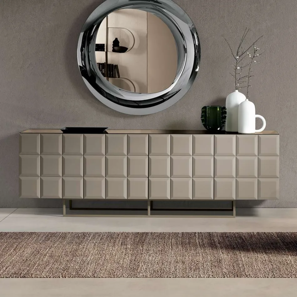 Skänk för inomhusbruk med 4 rutiga dörrar Tillverkad i Italien - Elisabetta Viadurini