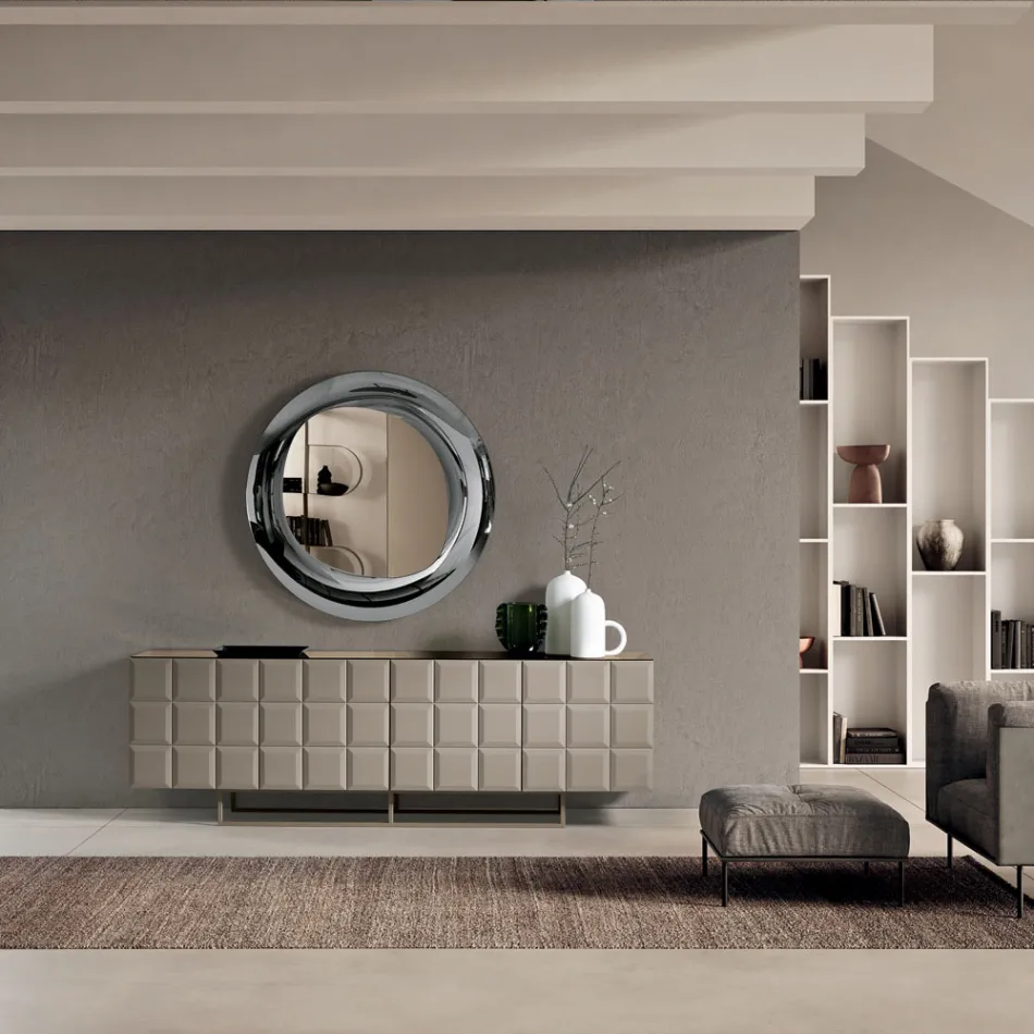 Skänk för inomhusbruk med 4 rutiga dörrar Tillverkad i Italien - Elisabetta Viadurini