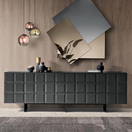 Skänk för inomhusbruk med 4 rutiga dörrar Tillverkad i Italien - Elisabetta Viadurini