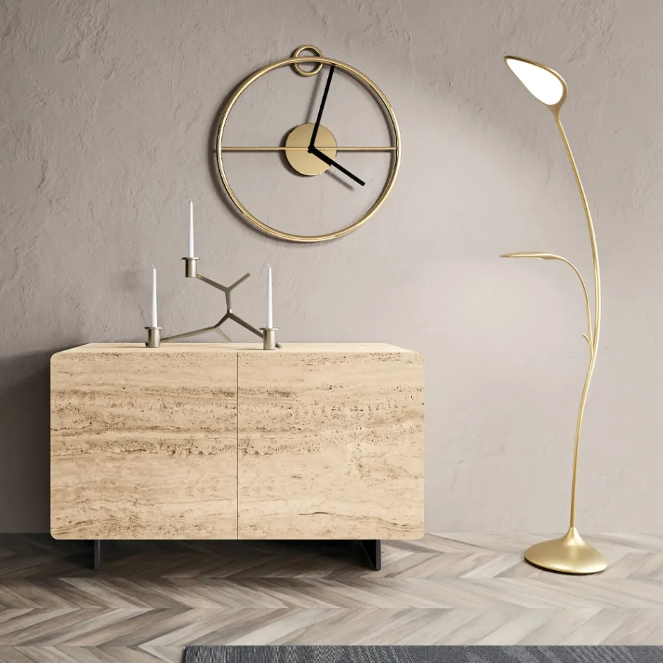 Vardagsrumsskänk med 2 dörrar i travertinmarmor. Tillverkad i Italien - Jon Viadurini