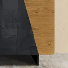 Vardagsrumsskänk med 2 dörrar i Country Knotted Oak och antracitglas finish - Ove Viadurini