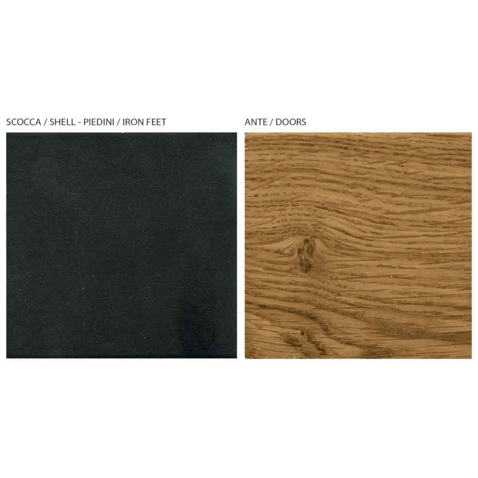 Vardagsrumsskänk med 3 dörrar i Knotted Oak Finish Country Made in Italy - Arne Viadurini