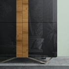 Vardagsrumsskänk med 4 dörrar i lantlig ekfinish och antracitglas - Ove Viadurini
