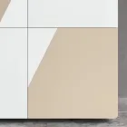 Vardagsrumsskänk med 4 dörrar i vitt glas och minkfinish Made in Italy - Eva Viadurini