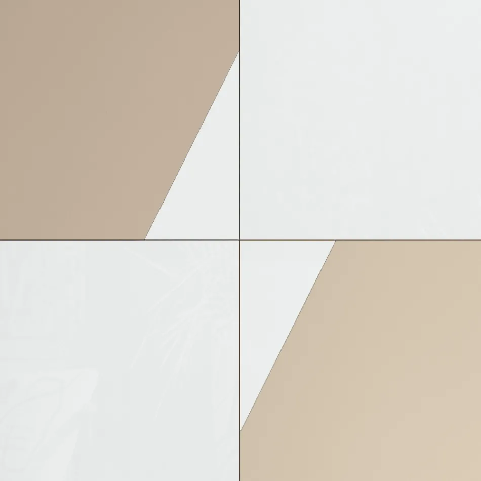 Vardagsrumsskänk med 4 dörrar i vitt glas och minkfinish Made in Italy - Eva Viadurini