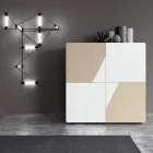 Vardagsrumsskänk med 4 dörrar i vitt glas och minkfinish Made in Italy - Eva Viadurini