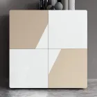 Vardagsrumsskänk med 4 dörrar i vitt glas och minkfinish Made in Italy - Eva Viadurini