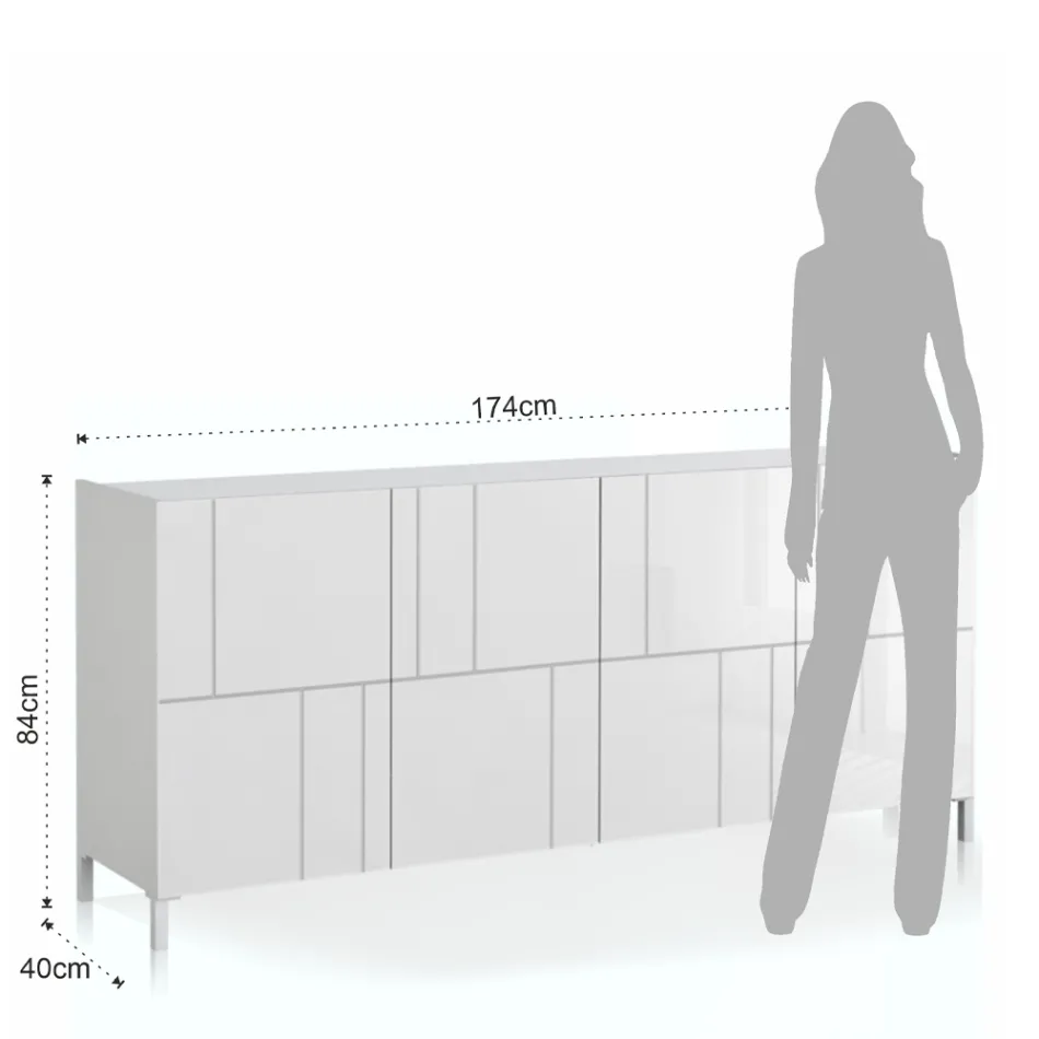 Vardagsrumsskänk med 4 silkscreendörrar Tillverkad i Italien - Aringa Viadurini