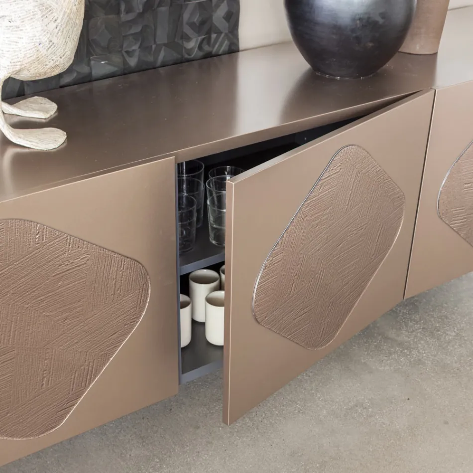 Vardagsrumsskänk med koordinerade glasinsatser Made in Italy - Palma Viadurini