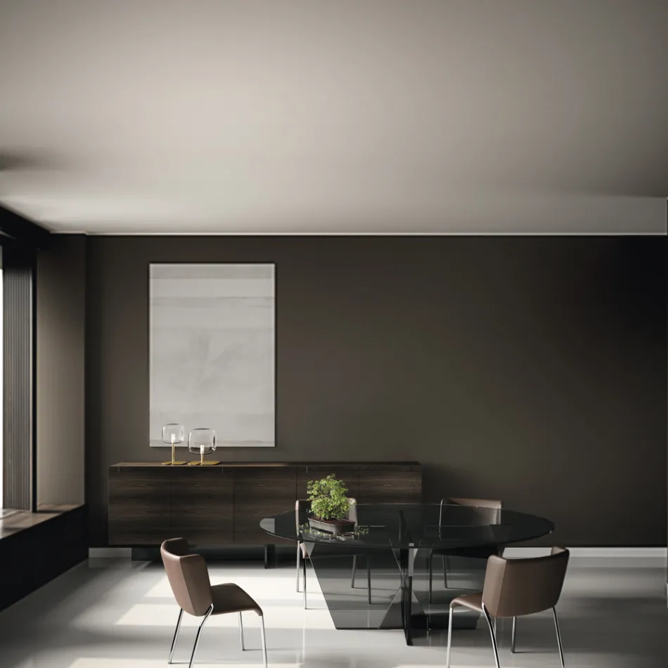 Träskänk med glasstruktur tillverkad i Italien - Azuki Viadurini