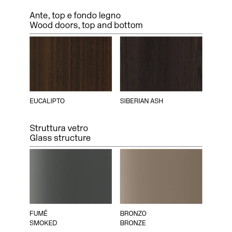 Träskänk med glasstruktur tillverkad i Italien - Azuki Viadurini