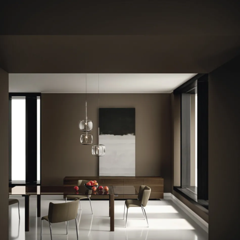 Träskänk med glasstruktur tillverkad i Italien - Azuki Viadurini