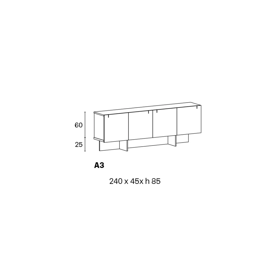 Träskänk med glasstruktur tillverkad i Italien - Azuki Viadurini